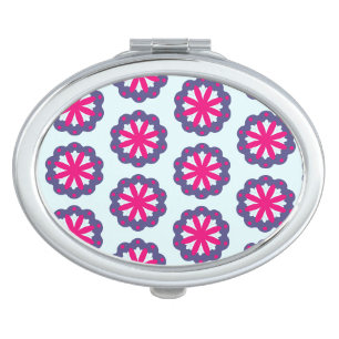 Purple and pink floral shapes illustration compact mirror