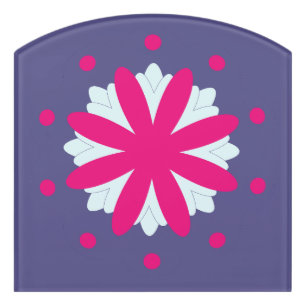 Purple and pink floral shapes illustration door sign
