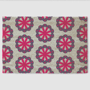 Purple and pink floral shapes illustration fiber doormat