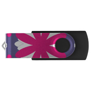 Purple and pink floral shapes illustration flash drive