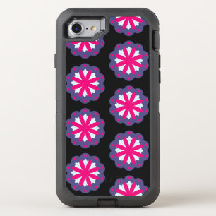 Purple and pink floral shapes illustration OtterBox defender iPhone SE/8/7 case