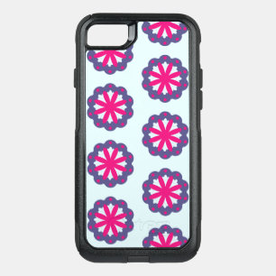Purple and pink floral shapes illustration OtterBox commuter iPhone SE/8/7 case