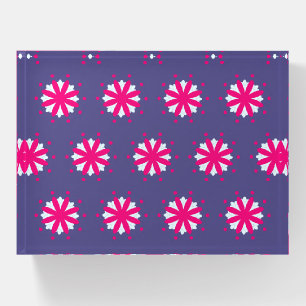 Purple and pink floral shapes illustration paperweight