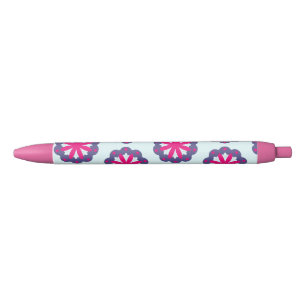 Purple and pink floral shapes illustration  pen