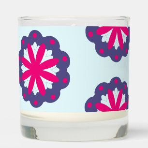 Purple and pink floral shapes illustration scented candle
