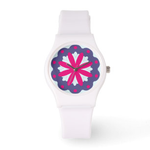 Purple and Pink Floral Shapes Watch