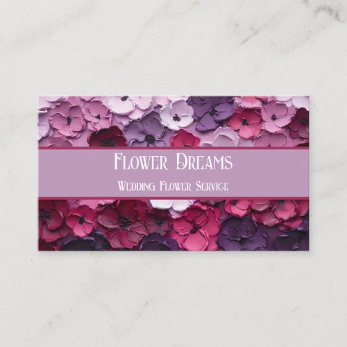 purple and pink flower design with individual name business card