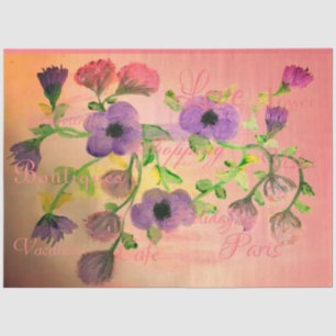 Purple And Pink Flowered Craft Tissue Paper