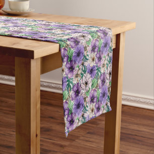 Purple and Pink Flowers  Short Table Runner