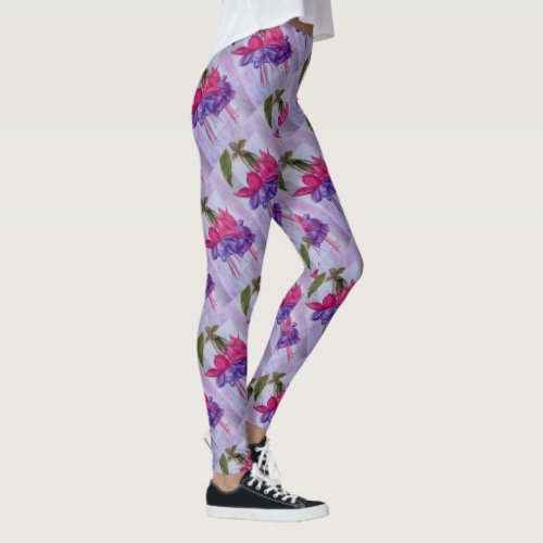 PURPLE AND PINK FUSCHIA  FLORAL LEGGINGS