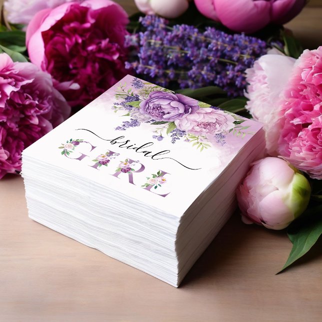 Purple And Pink Garden Flowers Bridal Shower Girl Napkins (Purple And Pink Garden Flowers Bridal Shower Girl Napkins)