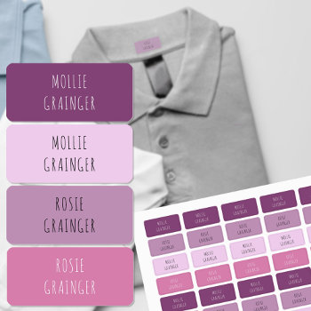 Purple And Pink Girl's Skinny Font School Clothing Kids' Labels by darlingandmay at Zazzle