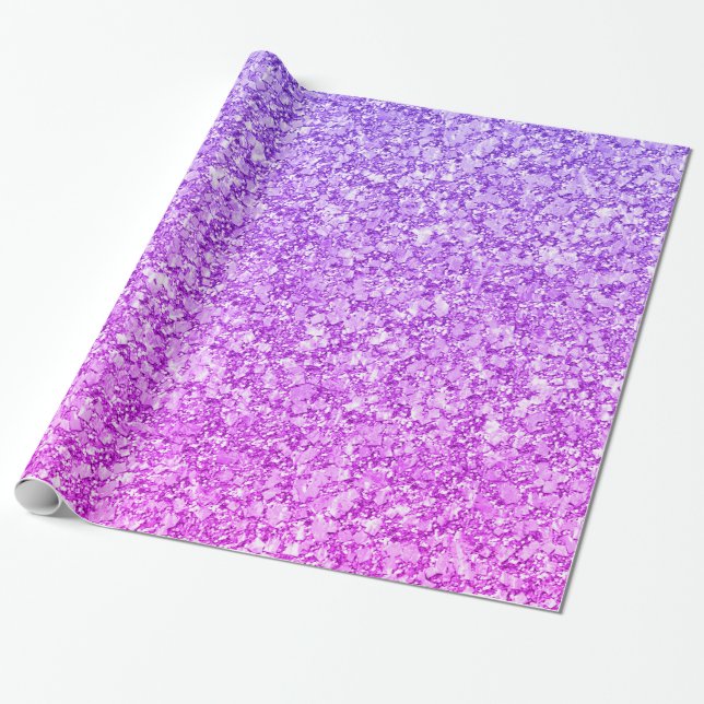 Purple And Pink Glitter Pattern Wrapping Paper (Unrolled)