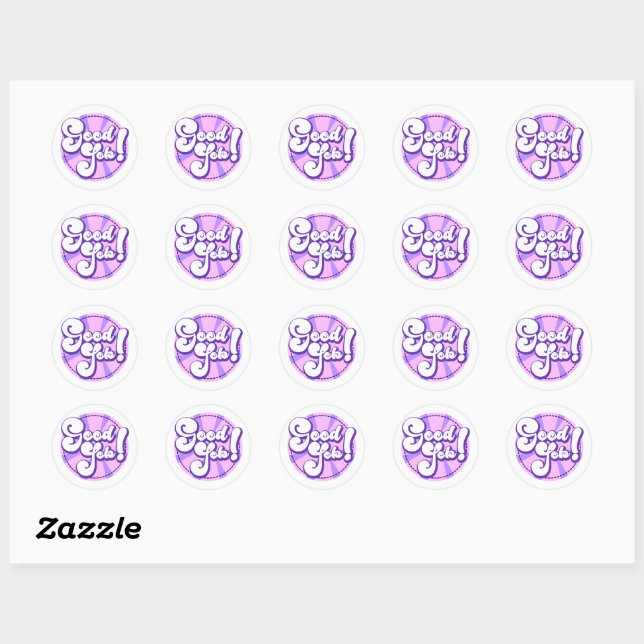 Purple and Pink Good Job Classic Round Sticker (Sheet)