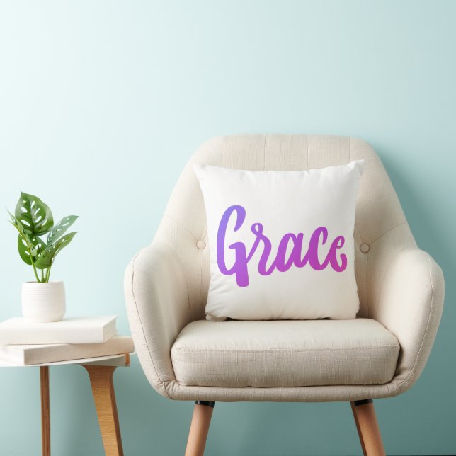 Purple And Pink Gradient Design Grace  Throw Pillow (Chair)