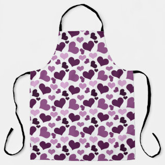 Purple and Pink Heart-Shaped Pattern Throw Pillow Apron