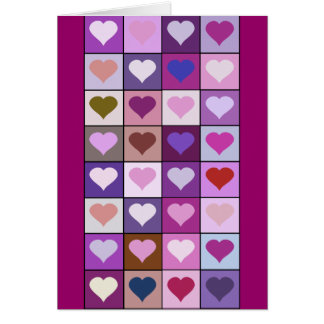 Purple and Pink Heart Squares Cards