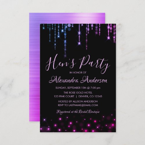 Purple and Pink Hens Party Invitation