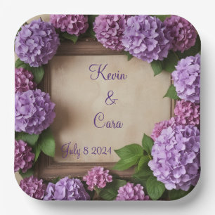 Purple and Pink Hydrangeas Paper Plates