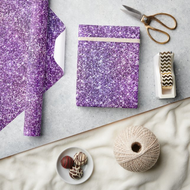 Purple and Pink Iridescent Gradient Glitter Wrapping Paper (Crafts)