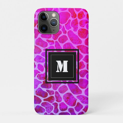 Purple and Pink Leopard Print Monogram  iPhone 11 Pro Case
