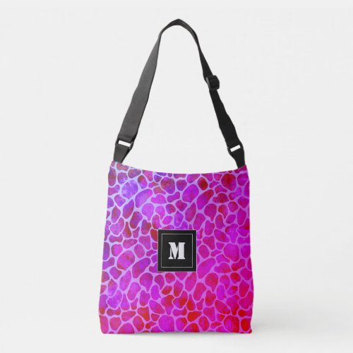 Purple and Pink Leopard Print Monogram  Crossbody Bag