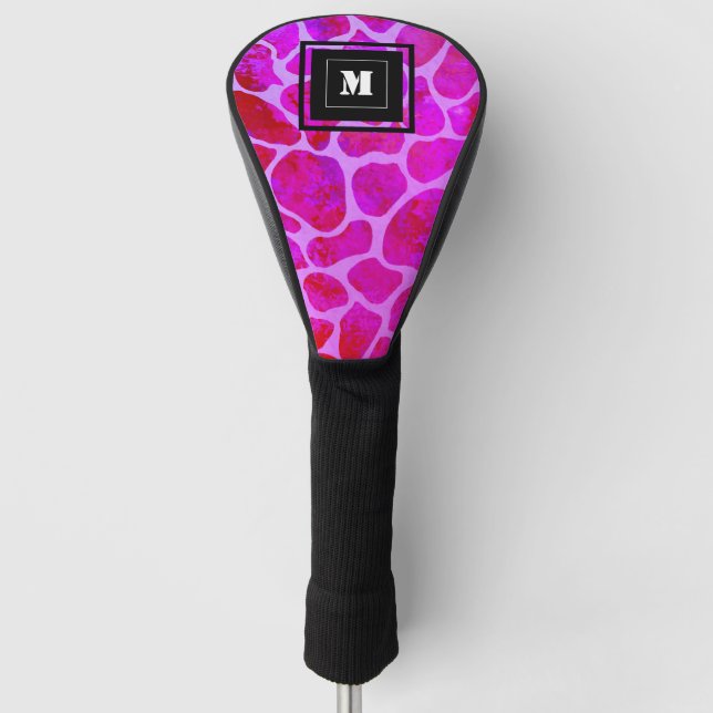 Purple and Pink Leopard Print Monogram  Golf Head Cover (Front)