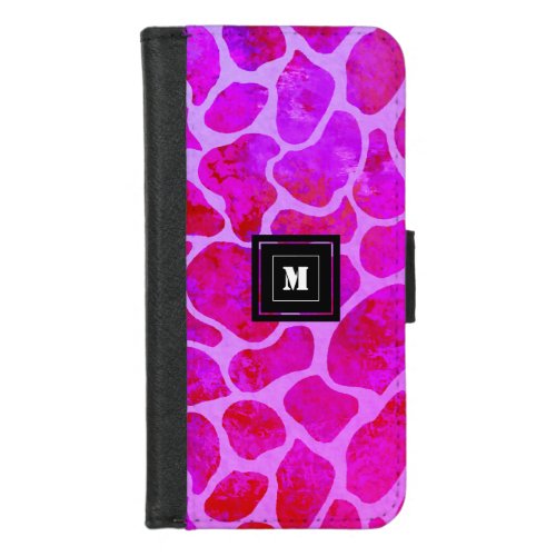 Purple and Pink Leopard Print Monogram  iPhone 87 Wallet Case