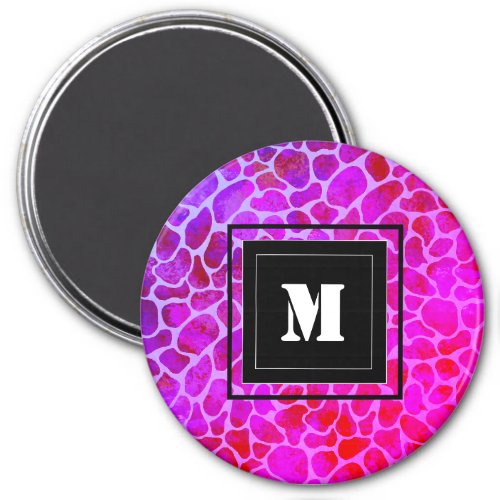 Purple and Pink Leopard Print Monogram  Magnet