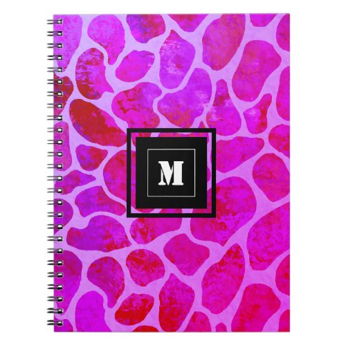 Purple and Pink Leopard Print Monogram  Notebook