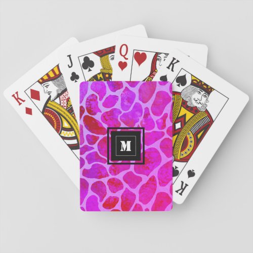 Purple and Pink Leopard Print Monogram  Playing Cards