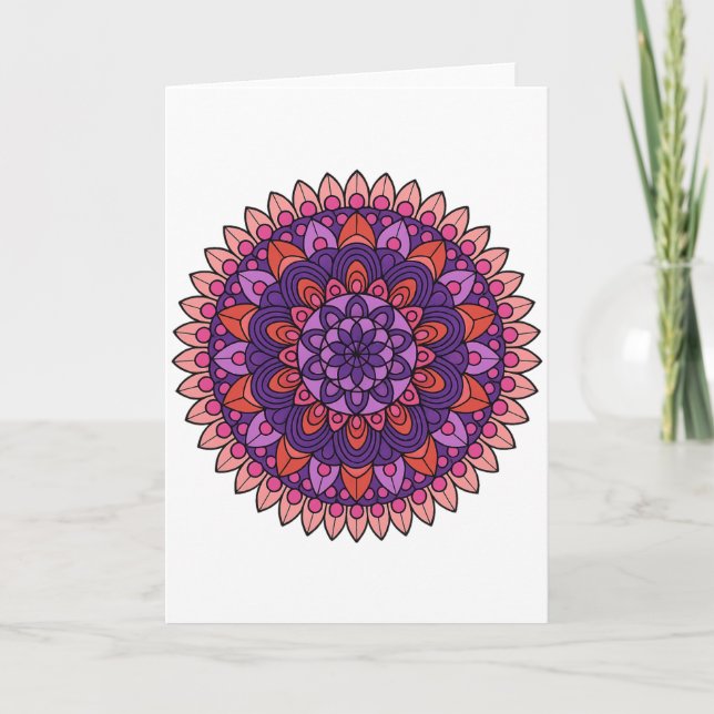 Purple and pink mandala  card (Front)
