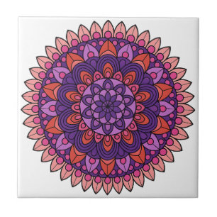 Purple and pink mandala ceramic tile