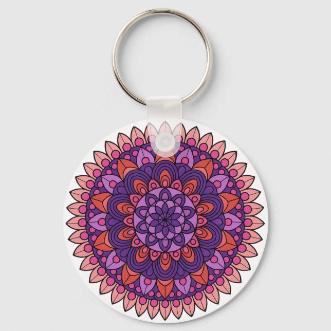 Purple and pink mandala  keychain (Front)