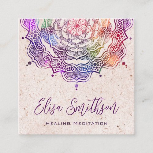 Purple And Pink Mandala Reiki Healing Meditation Square Business Card