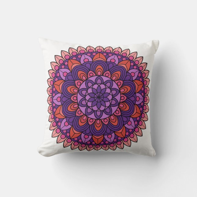 Purple and pink mandala  throw pillow (Front)