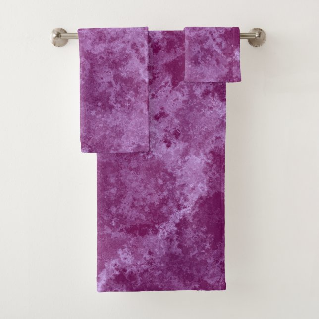purple and pink Marble abstract Bath Towel Set (Insitu)