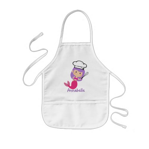 Purple and Pink Mermaid Chef Personalize  Kids Apron