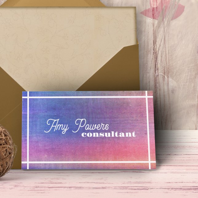 purple and pink minimalist distressed paint custom business card (Creator Uploaded)