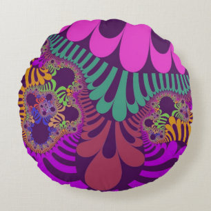 Purple and Pink Mod Round Pillow