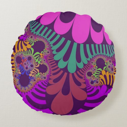 Purple and Pink Mod Round Pillow