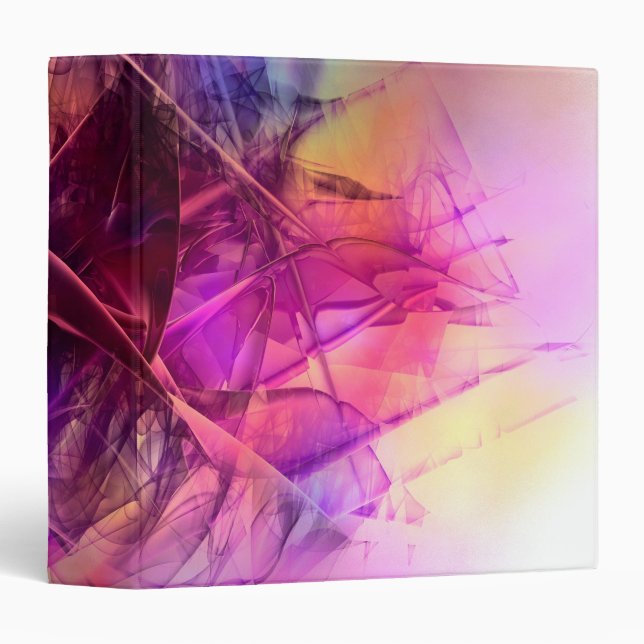 Purple and Pink Modern Abstract Fractal Design 3 Ring Binder (Front/Spine)