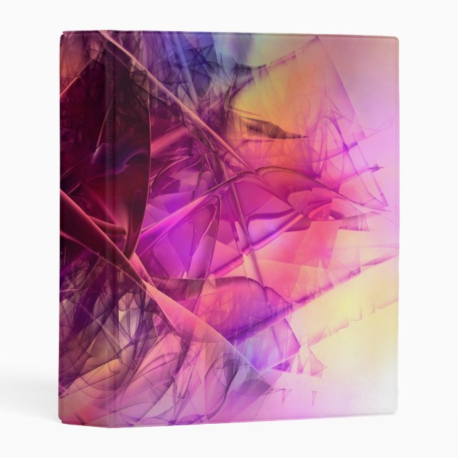 Purple and Pink Modern Abstract Fractal Design Mini Binder (Front/Spine)