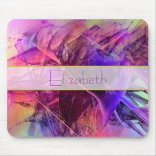 Purple and Pink Modern Abstract Fractal Design Mouse Pad