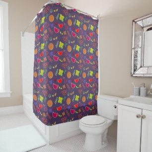 Purple and pink modern floral flowers shower curtain