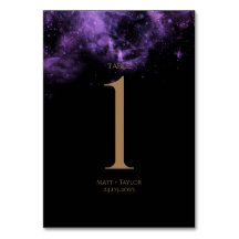 Purple and Pink Nebula Wedding Table Numbers