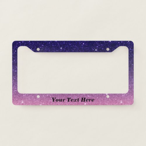 Purple and Pink Ombre Custom Text glitter License Plate Frame