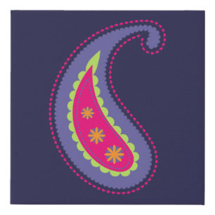 Purple and Pink Paisley Faux Canvas Print