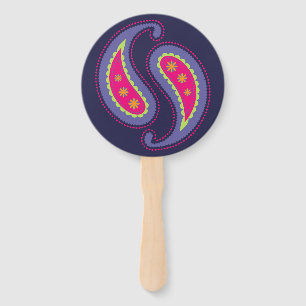 Purple and Pink Paisley Hand Fan