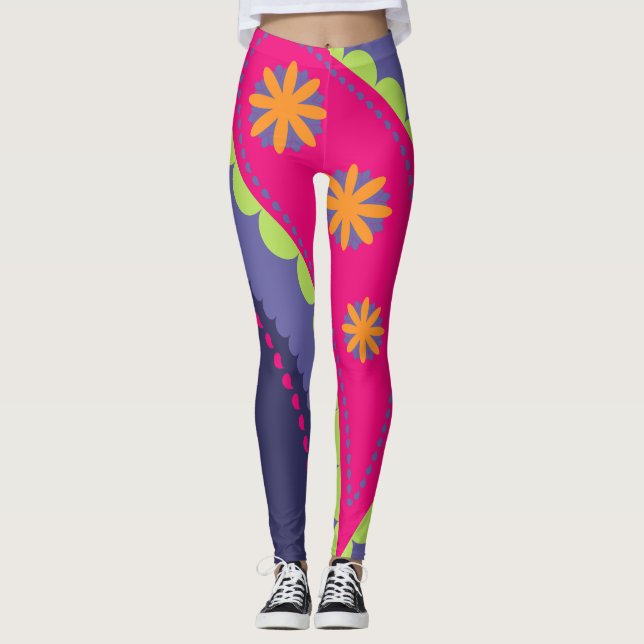 Purple and Pink Paisley Leggings (Front)